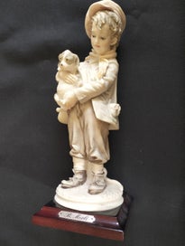 Listing 1 of 7 for F) VINTAGE BRUNO MERLI CAPODIMONTE FIGURING OF A BOY HOLDING A DOG Circa 1980