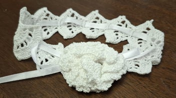 Listing 2 of 4 for Delicate Christening crochet headband