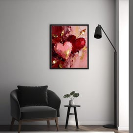 Listing 4 of 11 for Two of Hearts – Abstract Oil Painting | AI Wall Art Print Digital Download
