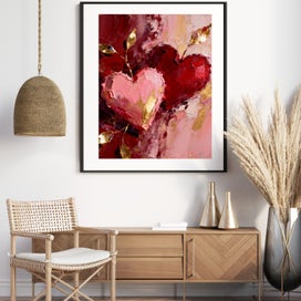 Listing 8 of 11 for Two of Hearts – Abstract Oil Painting | AI Wall Art Print Digital Download
