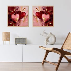 Listing 3 of 11 for Two of Hearts – Abstract Oil Painting | AI Wall Art Print Digital Download