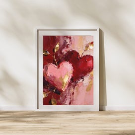 Listing 9 of 11 for Two of Hearts – Abstract Oil Painting | AI Wall Art Print Digital Download