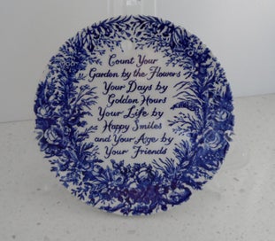 Listing 1 of 3 for ROYAL CROWNFORD - BLUE/ WHITE WALL PLATE - TEXT