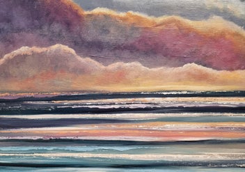 Listing 4 of 19 for 'Glow Of Dusk'- Abstract seascape painting.