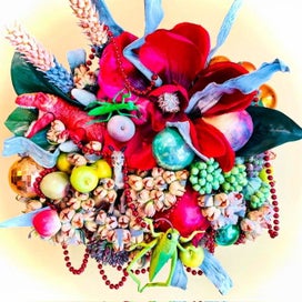 Listing 3 of 3 for Dino-Decor Holiday Spectacle - Handmade Upcycled Xmas Centrepiece / Wreath