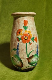 Listing 1 of 7 for Crown Ducal Art Deco vase with raised nasturtium flowers and foliage