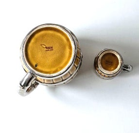 Listing 5 of 5 for Little & Large. Wade of England Pottery Barrel Mugs with Silver Banding.