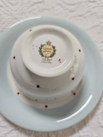 Listing 2 of 4 for Queen Ann Fine Bone China Gorgeous Red & Aqua Spot