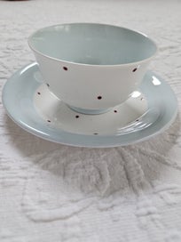 Listing 3 of 4 for Queen Ann Fine Bone China Gorgeous Red & Aqua Spot