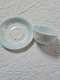 Listing 4 of 4 for Queen Ann Fine Bone China Gorgeous Red & Aqua Spot