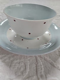 Listing 1 of 4 for Queen Ann Fine Bone China Gorgeous Red & Aqua Spot
