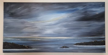 Listing 19 of 19 for 'Glow Of Dusk'- Abstract seascape painting.