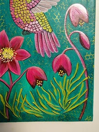 Listing 13 of 19 for Hummingbird and Floral Painting -'Jewel Wings '