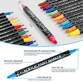 Listing 2 of 6 for Acrylic Paint Pens, 12 Colors Dual Tip Paint Markers, Acrylic Paint Markers