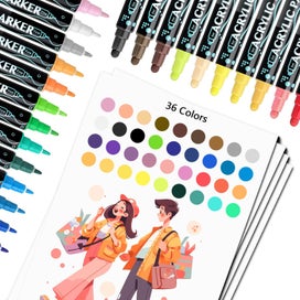 Listing 6 of 6 for Acrylic Paint Pens, 12 Colors Dual Tip Paint Markers, Acrylic Paint Markers