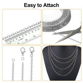 Listing 4 of 6 for 102pcs 16.4ft Stainless Steel Chains with Lobster Clasps Jump Rings for DIY