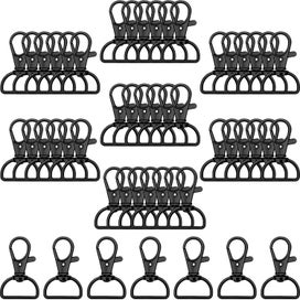 Listing 1 of 4 for 50pcs Lobster Clasp, 25mm Black Swivel Hooks, Metal Lanyard Clips with D Ri