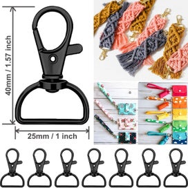 Listing 2 of 4 for 50pcs Lobster Clasp, 25mm Black Swivel Hooks, Metal Lanyard Clips with D Ri