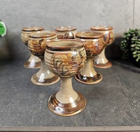 Listing 1 of 4 for Six 1970's Studio Pottery Goblets. Unmarked But Quite Possibly Waimea Pottery.
