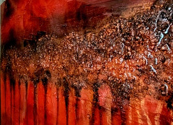 Listing 3 of 8 for "Rising Waters" red/black resin original painting 800mm x 1000mm