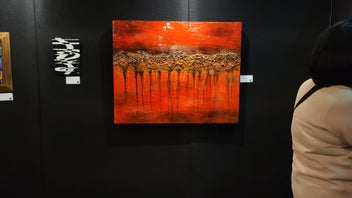 Listing 7 of 8 for "Rising Waters" red/black resin original painting 800mm x 1000mm