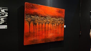 Listing 5 of 8 for "Rising Waters" red/black resin original painting 800mm x 1000mm