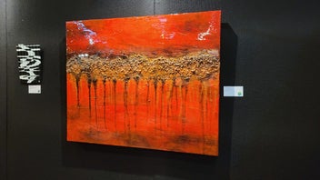 Listing 6 of 8 for "Rising Waters" red/black resin original painting 800mm x 1000mm