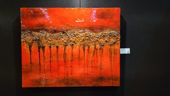 Listing 8 of 8 for "Rising Waters" red/black resin original painting 800mm x 1000mm