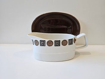 Listing 8 of 10 for English Made & Empathetic Copy of an Alfred Meakin Design. Gravy Boat & Saucer.