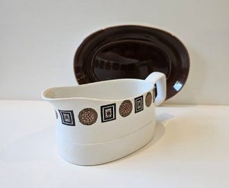 Listing 9 of 10 for English Made & Empathetic Copy of an Alfred Meakin Design. Gravy Boat & Saucer.