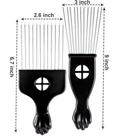 Listing 3 of 7 for 3 Pack Metal Hair Styling Combs, Fist Design Wide Tooth Picks for Women, Me