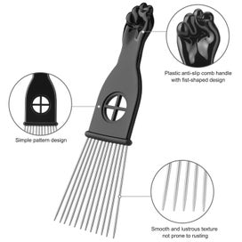 Listing 4 of 7 for 3 Pack Metal Hair Styling Combs, Fist Design Wide Tooth Picks for Women, Me