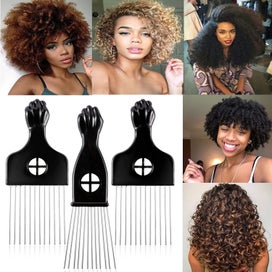 Listing 7 of 7 for 3 Pack Metal Hair Styling Combs, Fist Design Wide Tooth Picks for Women, Me