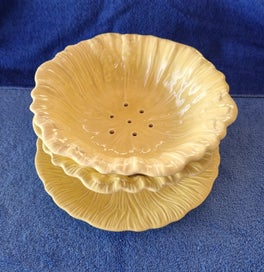 Listing 1 of 13 for VINTAGE CROWN DUCAL FRUIT OR VEGETABLE DRAINING SET TWO FOOTED DISHES AND PLATE