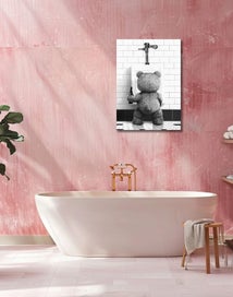 Listing 2 of 3 for Framed $1 RESERVE 1 Panel Canvas Print - Teddy Bear with Beer