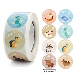 Listing 2 of 4 for 500pcs/roll Animals Thank You Stickers Seal Labels for Kids Students -9ROLLS-2
