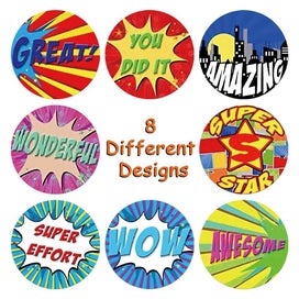 Listing 4 of 5 for 500pcs/Roll Super Hero Reward Designs Stickers 2.5cm Sticker - 7ROLLS