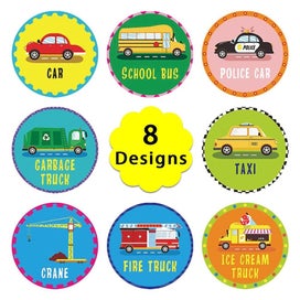 Listing 2 of 5 for 500Pcs/Roll 1.5 Inch 8 Designs Bus Car Truck Stickers for Children - 9ROLLS - 1