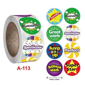 Listing 2 of 2 for 500Pcs/roll Stickers for Encouraging Your Kids Students Gifts Labels - 9ROLLS...