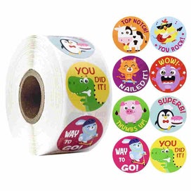 Listing 2 of 5 for 500Pc/roll Cartoon Animal Waterproof Stickers Roll Toys For Kids - 9ROLLS Sti...