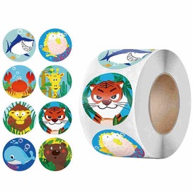 Listing 2 of 5 for Stickers 500 pcs/roll Fun animal Stickerfor Student - 7ROLLS - 1 Sticker