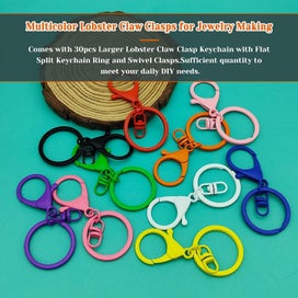Listing 2 of 5 for 30Pcs Lobster Claw Clasps Keychain for Jewelry Making,Colorful Metal Lobste