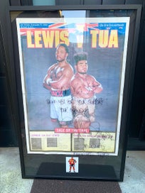 Listing 2 of 4 for David Tua Lennox Lewis Boxing Fight NZ Herald Collectors Poster Framed & Signed