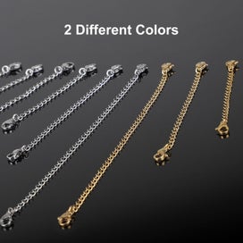 Listing 2 of 9 for 12pcs Stainless Steel Bracelet Necklace Extender Set, Lobster Clasps Closur