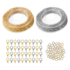 Listing 1 of 6 for 102pcs 16.4ft Stainless Steel Chains with Lobster Clasps Jump Rings for DIY