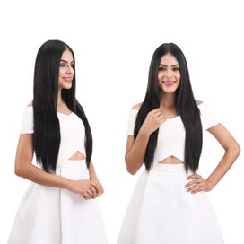 Listing 4 of 4 for 24" Straight Curly Wavy 3 Pieces Hair Extensions Natural Straight Clip In S