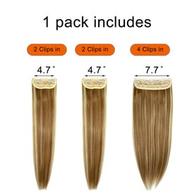 Listing 2 of 4 for 24" Straight Curly Wavy 3 Pieces Hair Extensions Natural Straight Clip In S