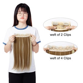 Listing 3 of 4 for 24" Straight Curly Wavy 3 Pieces Hair Extensions Natural Straight Clip In S