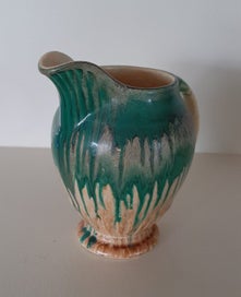 Listing 2 of 7 for Vintage Art Deco Drip Glaze Ceramic Jug/Pitcher - Crown Devon