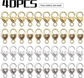 Listing 2 of 5 for Heart Lobster Claw Clasps, 40pcs Tibetan Alloy Heart Lobster Claw Clasps Ho
